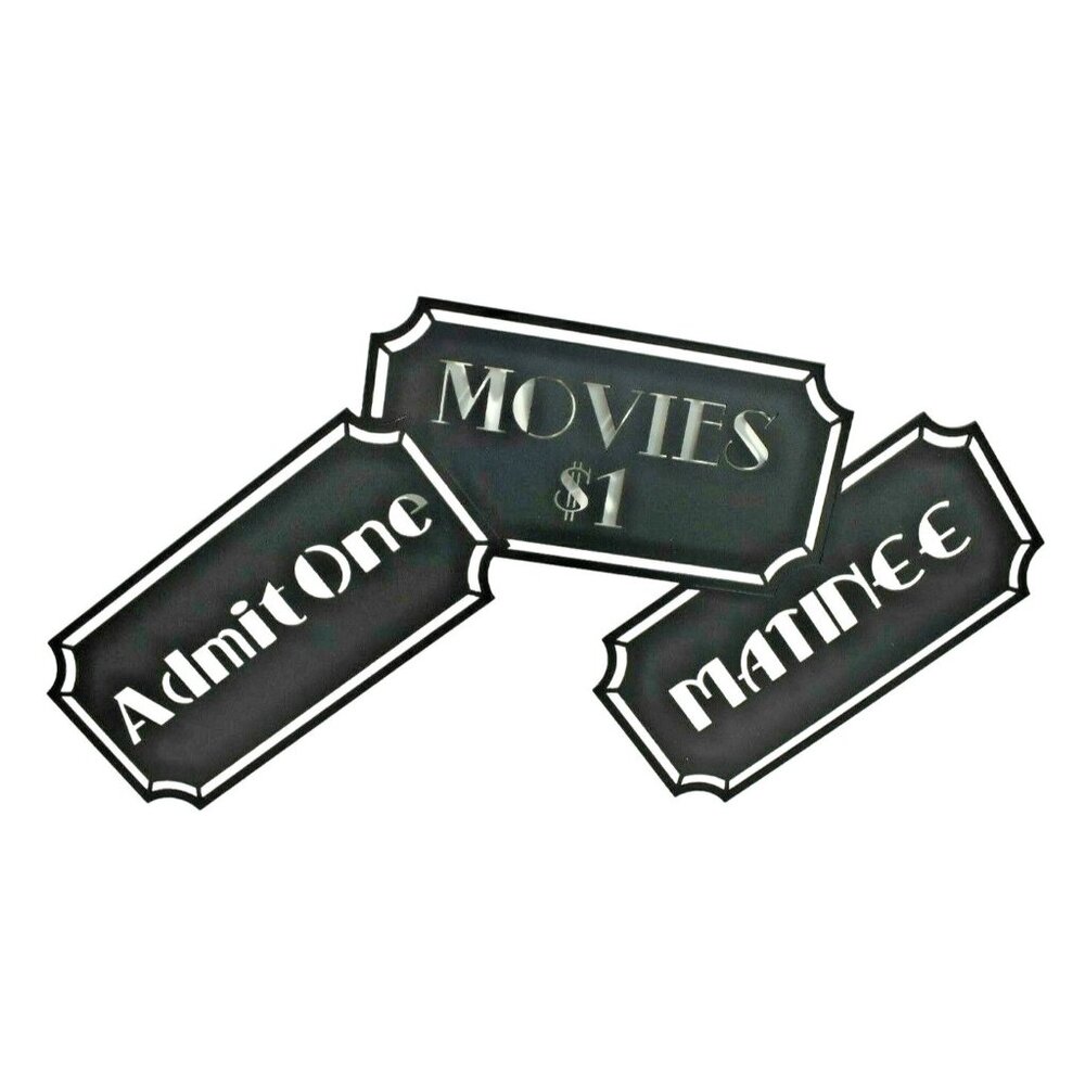 Lazart Admit One Movies 22 inch Metal Decorative Hanging Media Room Wall Art